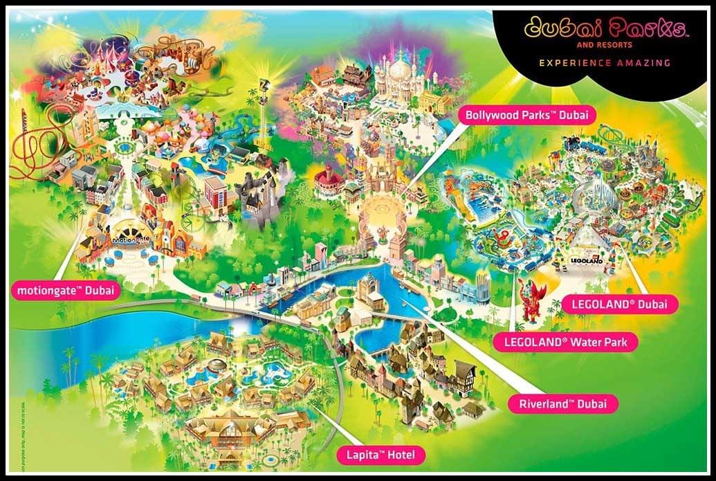 ਦੁਬਈ ਪਾਰਕ ਅਤੇ resorts ਦੀ ਸਥਿਤੀ ਨਕਸ਼ਾ