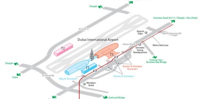 Dxb ਹਵਾਈ ਅੱਡੇ ਦਾ ਨਕਸ਼ਾ