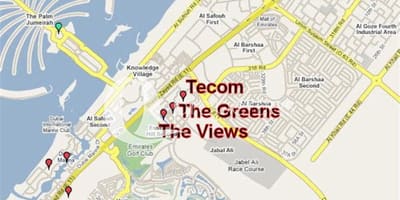 ਦੁਬਈ greens ਨਕਸ਼ਾ